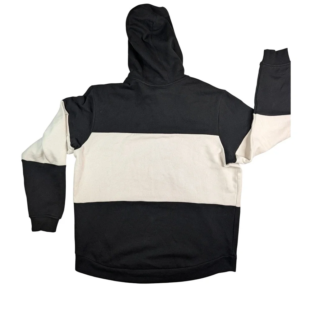 Adidas Mens‎ Colorblock Pullover Hoodie Black White Logo Fleece XL FN6373